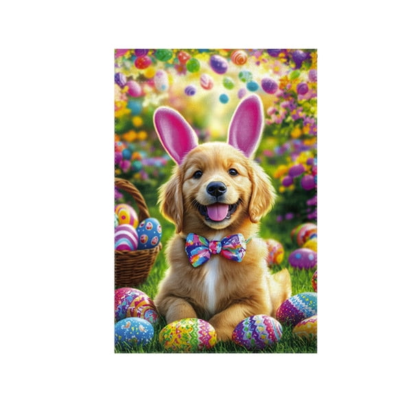Decoraciones Del Porche Delantero Bandera Del Jardín de Pascua Al Aire Libre con Patrones Temáticos de Pascua para Patios Delanteros Porches Y Celebraciones de Vacaciones Familiares Decoraciones de Pa