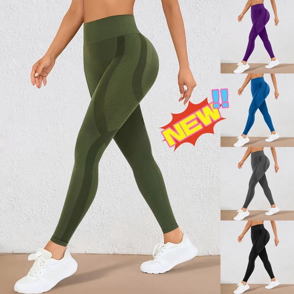 Taqqpue Butt Lifting Leggings for Women Seamless Hidden Scrunch Workout Leggings Solid Color Gym Yoga Booty Pants