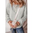 thumbnail image 2 of Women's Gray Solid Fleece Lined Drop Shoulder Terry Sweatshirt - [ZhiHiMeRi] | (US 20-22)2XL, 2 of 6