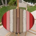 thumbnail image 6 of Round Outdoor Tablecloth with Umbrella Hole and Zipper, Red Pink Fitted Table Cover with Elastic Edge for 36-44 Inch, Farmhouse Wood Grain Vintage Brown Striped Waterproof Patio Tablecoths for Picnic, 6 of 9