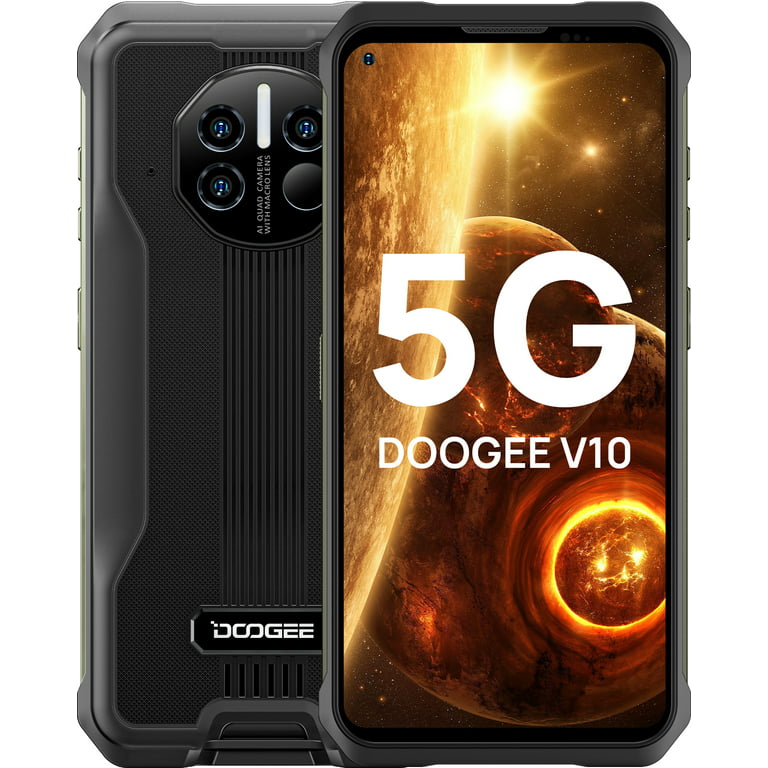 Rugged Smartphone, DOOGEE V10 Cell Phones Unlocked 5G, 6.39 ”HD, 8500 mAh,  48MP + 16MP Camera, 8GB + 128GB, Android 11.0, IP68 / IP69K Shockproof /  Waterproof / NFC - Black 