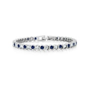 Stunning Round White Cubic Zirconia and Simulated Blue Sapphire Tennis Bracelet