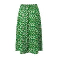 thumbnail image 4 of vigerkar Women's Midi Skirts High Waisted Pleated A-Line Swing Skirts Summer Floral Long Skirts with Pockets Green, M, 4 of 6