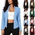 thumbnail image 2 of Fengactive Womens Open Front Blazer Collarless Slim Fit Long Sleeve Casual Workwear Jacket Coat, 2 of 8