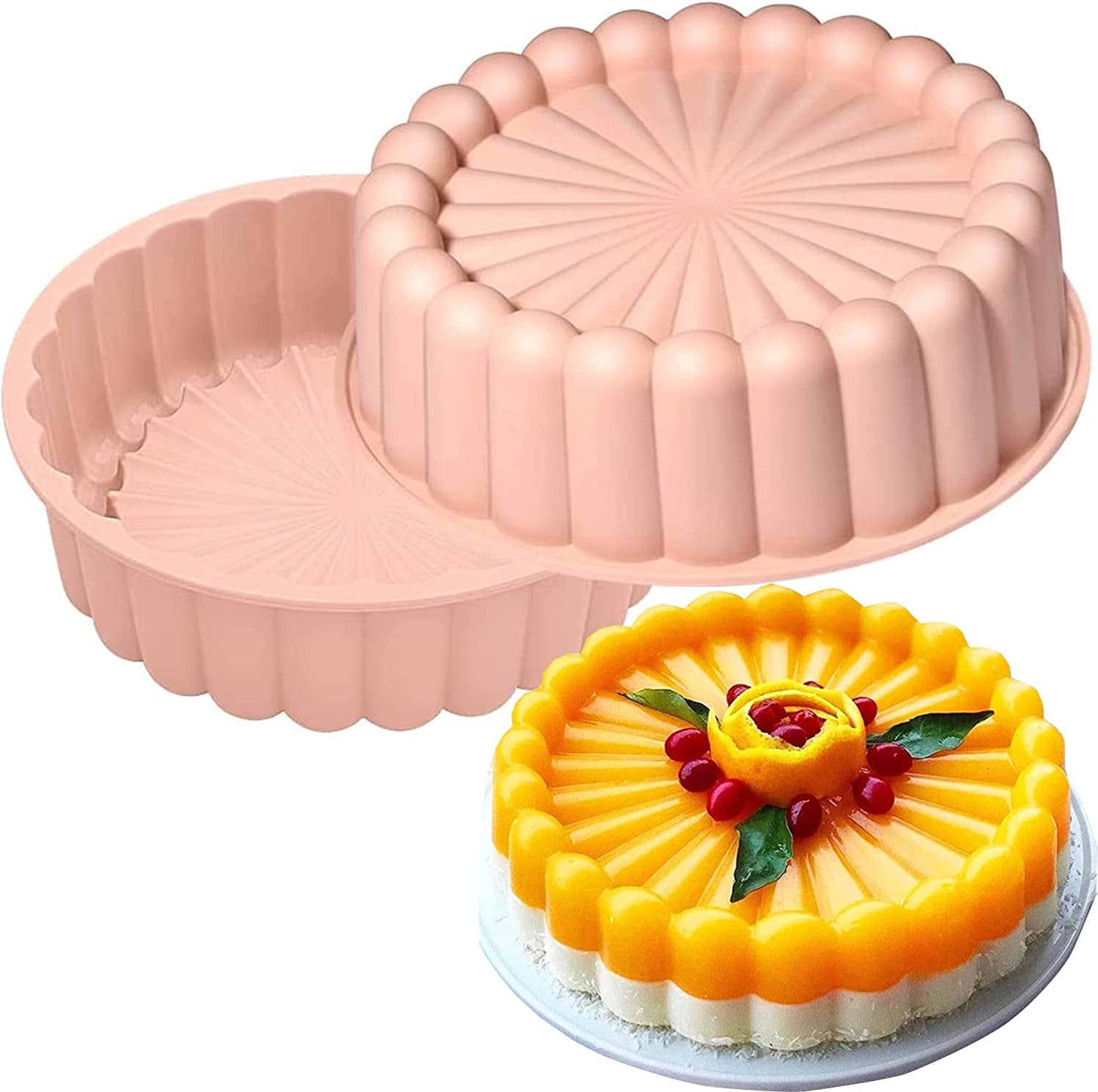 Dropship Silicone Round Pan Charlotte Cakes Baking Pan Sponge Flan