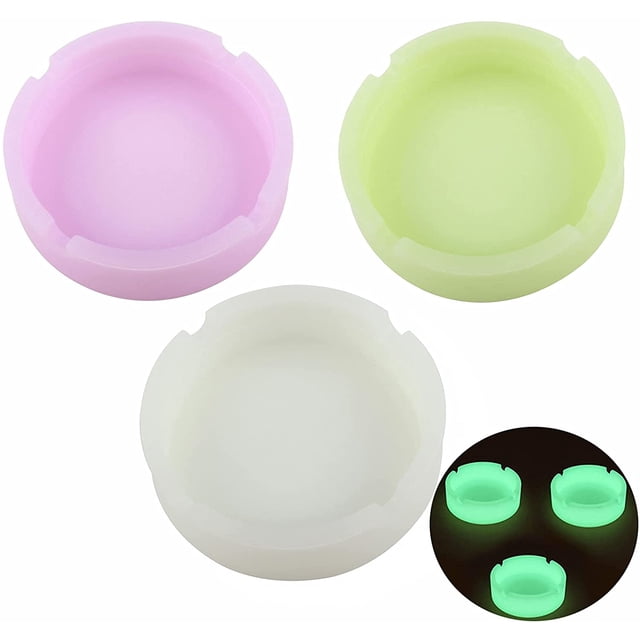 Cenicero de silicona luminoso, caucho de silicona de primera calidad, resistente al calor y altas temperaturas, diseño redondo, Cenicero duradero que brilla en la oscuridad