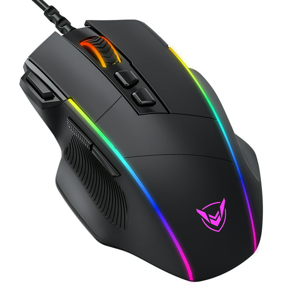 PICTEK PC278 Wired Gaming Mouse Ergonomic RGB Mice with 8 Programmable