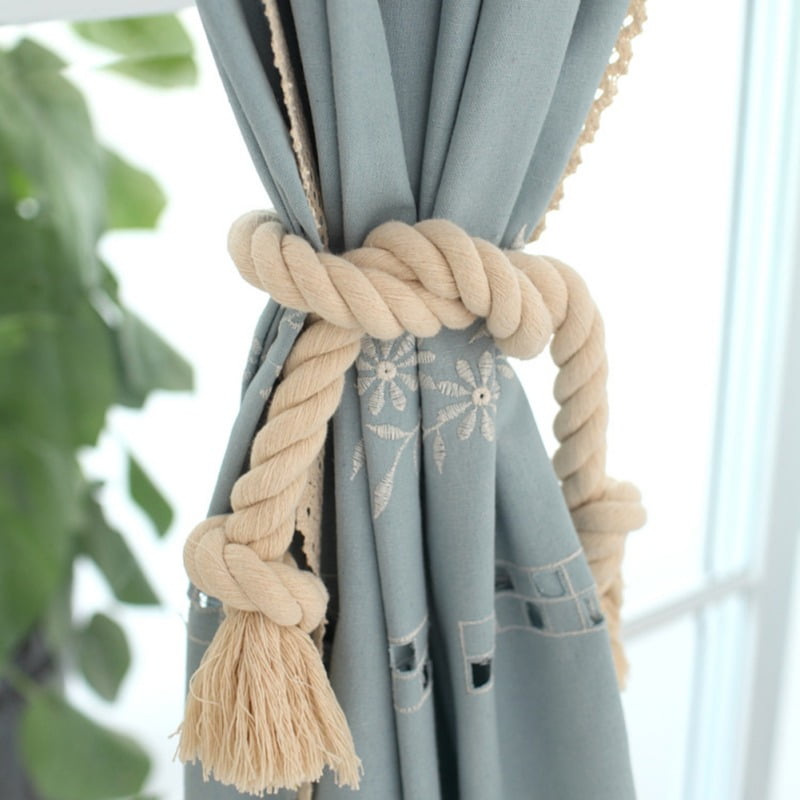 1 Large Handmade Blue Color Window Treatment Curtain Drapery Tassel Rope Tieback 