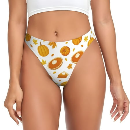 Sigee Pumpkin Maple Leaves for Women s G-String Panty  Low Rise  Soft Lace Perfect for Everyday Wear or Special Occasions-4X-Large
