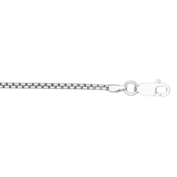 Sterling Silver Rhodium Finish 1.4mm Sparkle-Cut Round Box Chain Lobster Clasp Necklace - 24 Inch