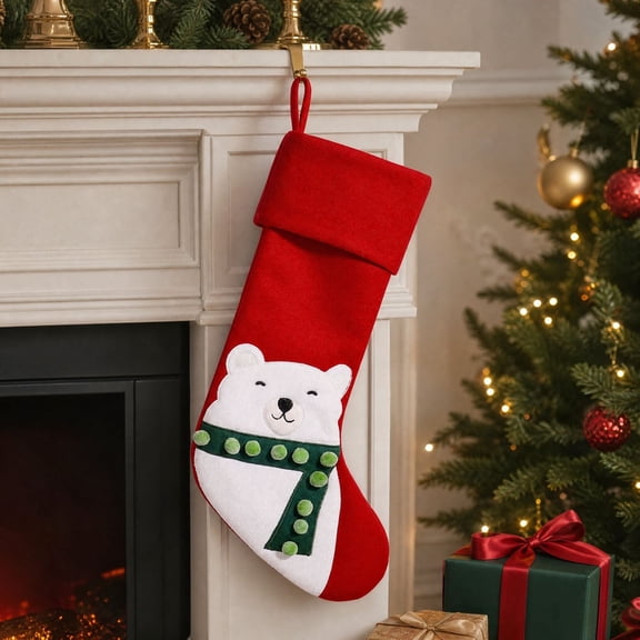 Christmas Stockings, Classic Holiday Xmas Stocking with Hanging Loop, Gift Bag for Fireplace Mantel, Tree and Family Holiday Decor