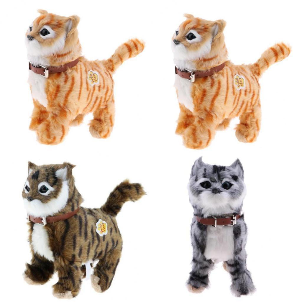 Walking Stuffed Animal Plush Cat Toy with Meow Sounds & Music for Kids Boys and 