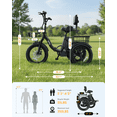 thumbnail image 6 of Actbest Electric Tricycle for Adults, 18" Folding Electric Trike, Peak 1200W Motor 48V 10.4AH Etrike, 18MPH Up to 50 Miles 3-Wheel Electric Bike with Mirror and Phone Bag (Black), 6 of 7