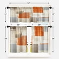 thumbnail image 2 of Orange Kitchen Curtains Grey Beige Window Curtains Valance and Tier Set, Contemporary Rod Pocket Short Tier Curtain, Abstract Art Small Cafe Curtains for Kitchen Decor 54" x 24", 2 of 6