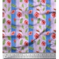 thumbnail image 1 of Soimoi Bleu Poly Georgette Tissu Feuilles & Imprimé Floral 1 Yard 52 Inch Wide, 1 of 5