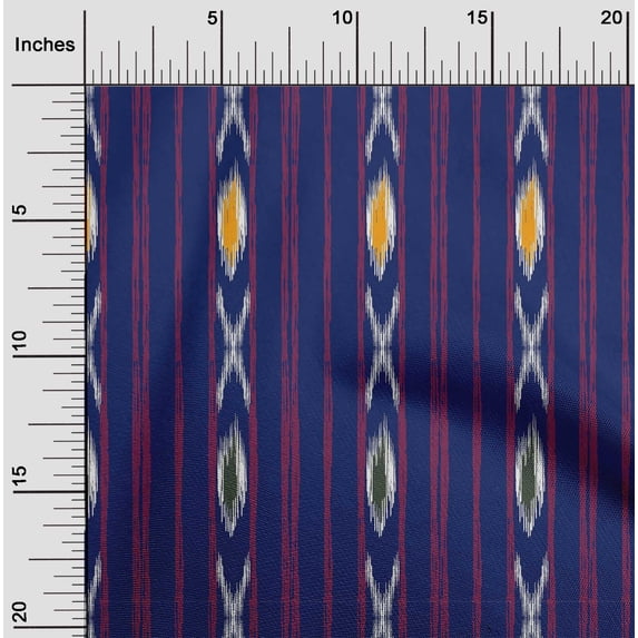 oneOone Silk Tabby Fabric Stripe Ikat Print Fabric By The Yard 42 Inch Wide