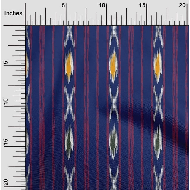 oneOone Georgette Viscose Fabric Stripe Ikat Printed Fabric 1 Yard 42 Inch Wide