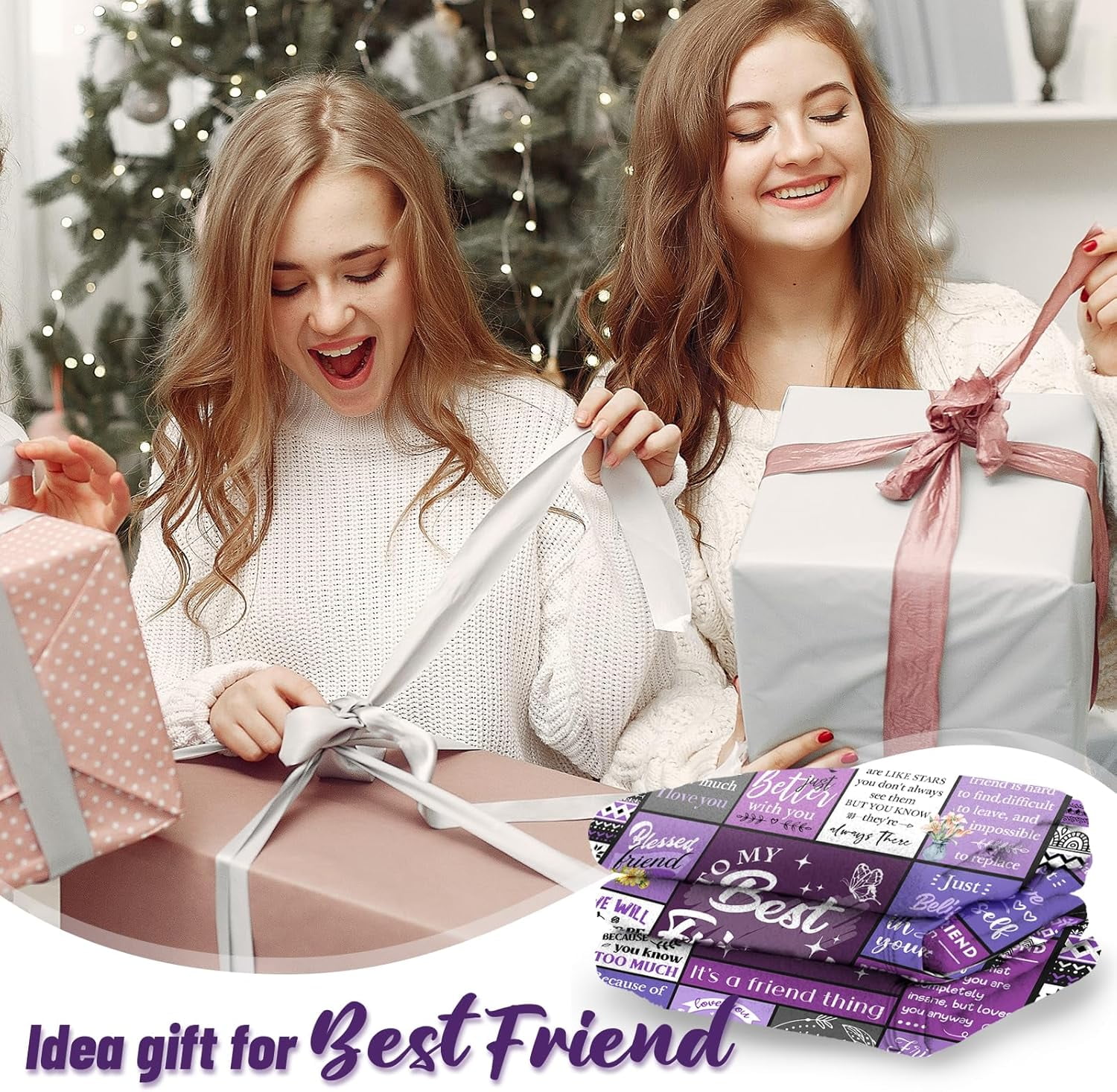 Best Friend Blanket Gifts, Best Friend Birthday Gifts for Women - Friendship Gift to My Best Friends, Bestie, Soul Sister, Long Distance Blanket Present