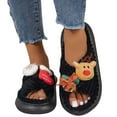 thumbnail image 4 of Lovskoo 2024 Christmas Slippers for Women And Men Couple Shoes Flat Fleece Non-Slip Home Shoes Linen Comfortable Platform Slippers Black, 4 of 9