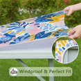 thumbnail image 6 of Decorative floral elastic table cover with fitted hem, designed for standard 36x36 inch outdoor dining tables, 6 of 6