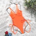 thumbnail image 5 of Women's One Piece Swimsuit Tummy Bathing Suit V Neck Color Block Slimming Swimwear, 5 of 7
