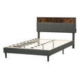 thumbnail image 5 of Kidkapers Grey Queen Size Storage Bed with USB Port - Linen Upholstered Platform Frame for Kids, Teens, Adults, Wood Slat, 5 of 5