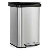 YYAo Trash and Recycling Bin, Kitchen Garbage Can Rubbish Bin,13.2 Gallon Step Trash Can with Soft Close Lid and Deodorizer Compartment-Silver