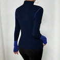 thumbnail image 4 of Lumtrix Womens Long Sleeve Turtleneck Sweaters Ribbed Knit Pullover Tops Slim Fit Basic Casual Color Block Tops Button Down Sweatshirt Blue M, 4 of 6