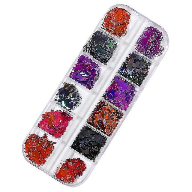 Halloween Nail Art Sticker Decals, Nail Sequins Colorful Halloween Nail Flakes
