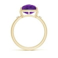 thumbnail image 2 of ANGARA Natural Cushion 4 ct Amethyst Cocktail Ring with Bezel Diamonds in 14K Yellow Gold for Women (Size-10mm) | February Birthstone, Anniversary, Jewelry Gift for Women | Natural Amethyst Ring, 2 of 8