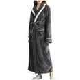 thumbnail image 2 of Robe Flannel Unisex Hotel Men Women Cotton Bath Robe Plus Size Towel Kimono Spa Lightweight Bathrobe Dressing Gown Sleepwear Long Sleeve Loungewear with Pockets Grey XXXL, 2 of 9