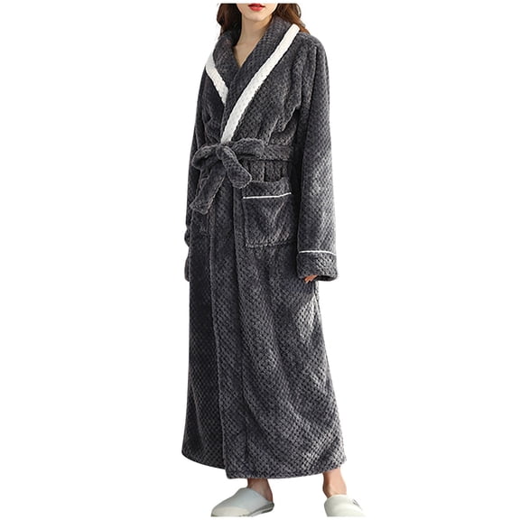 Long Sleeve Bathrobe for Women Fleece Women's Nightgowns & Sleepshirts Oversize Fitness Women's Robes House Womens Robe Grey