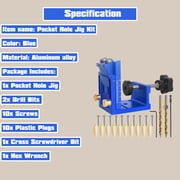 Petyoung Pocket Hole Jig Tool Kit,Pocket Hole Drill Guide Jig Set for 15° Angled Holes,Portable Wood Pocket Hole Screw Clamp System for Woodworking,Blue,Adjustable Carpentry Tool (Blue)