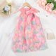 thumbnail image 2 of Odeerbi 3-7 Años Niñas Verano Floral Halter Burbuja Vestido Arco Lentejuelas Tulón Vestido de Princesa de Línea Para Fiesta Vacaciones En La Playa, 2 of 7