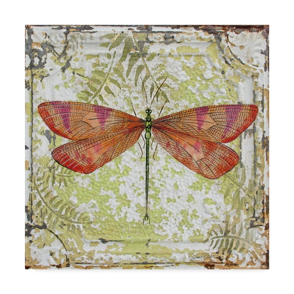 Trademark Fine Art 'Dragonfly On Tin Tile 3' Canvas Art by Jean Plout