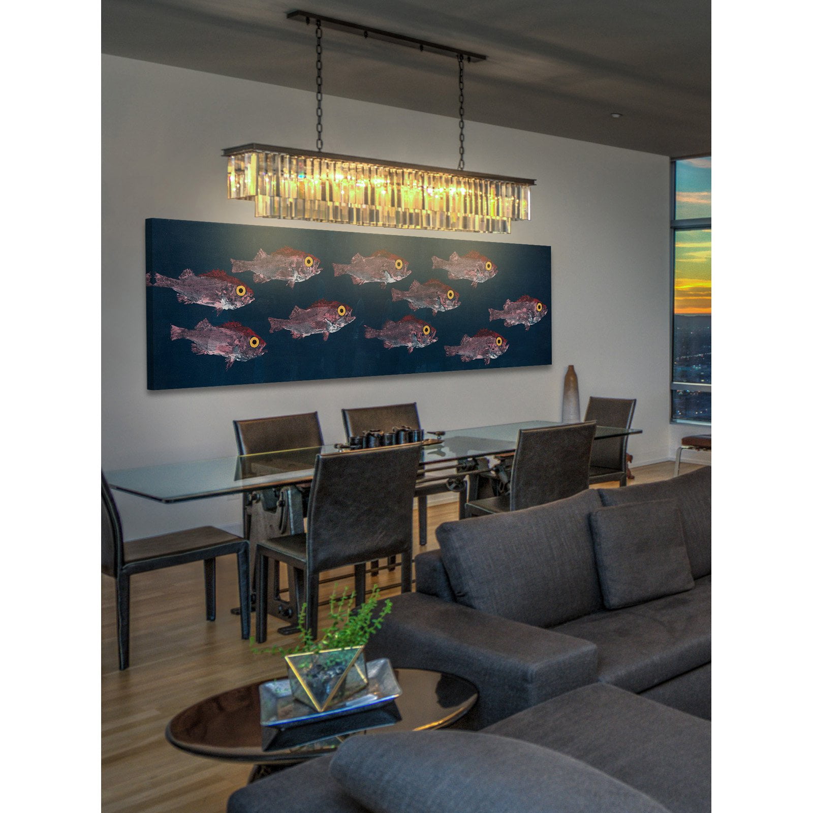 Marmont Hill "Big-Eyed Fish" by Michael Pantalos Painting Print on Wrapped Canvas