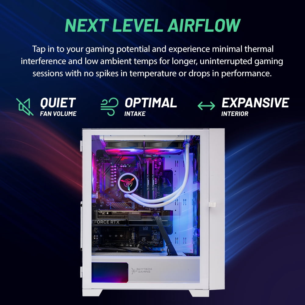 Skytech Shiva Gaming PC Desktop AMD Ryzen 7 5700X NVIDIA Geforce RTX 4060 Ti 1TB SSD 16GB RAM, AIO Liquid Cooling Windows 11