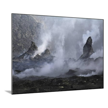 Ethiopian Wood - Erta Ale Steaming Hornitos, Danakil Depression, Ethiopia Wood Mounted Print Wall Art