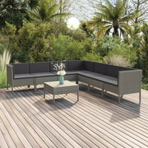 vidaXL 8 Piece Patio Lounge Set with Cushions Poly Rattan Gray, 3094458