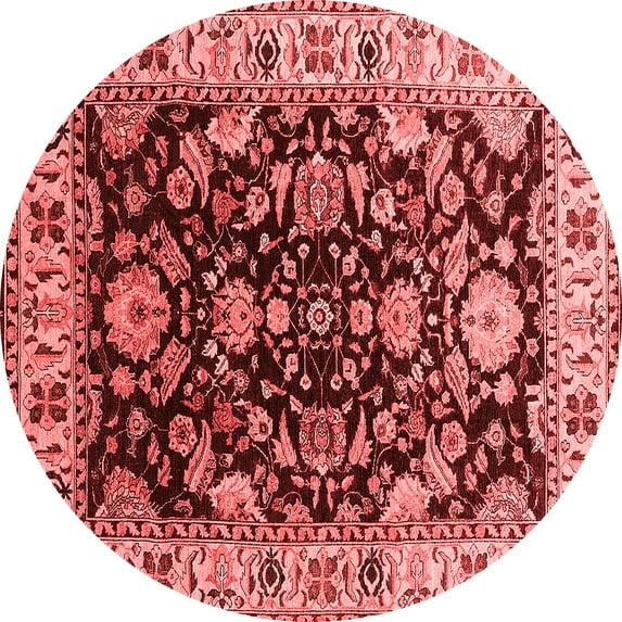 Ahgly Company Indoor Round Oriental Red Industrial Area Rugs, 5' Round