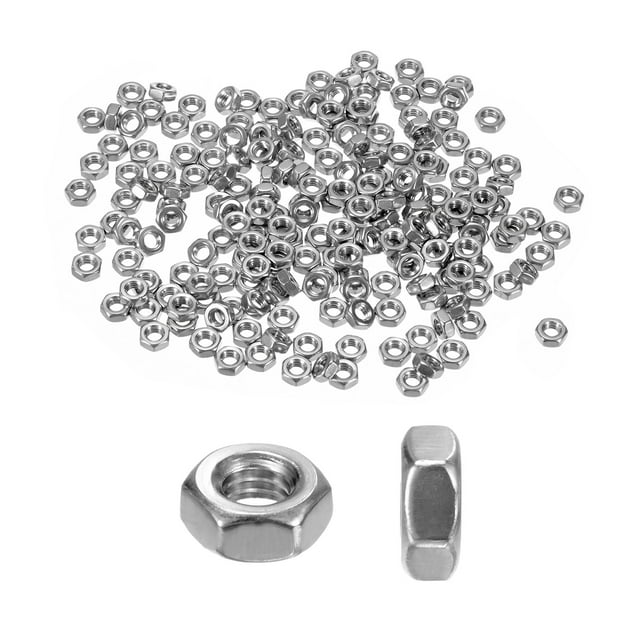 Uxcell 200 Paquete Tuercas Hexagonales Métricas M4 x 0.7mm Rosca Tuerca Hexagonal de Acero Inoxidable para Maquinaria Automotriz