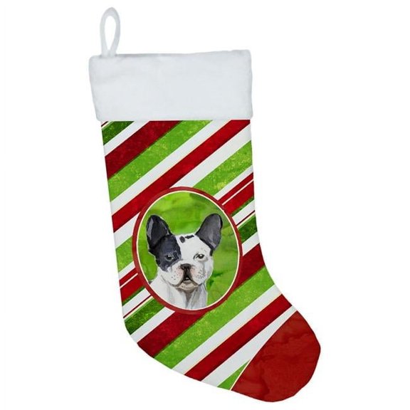 Caroline's Treasures Snowflakes French Bulldog Multi-color Christmas Stocking, with Soft Suede Fabric 18"