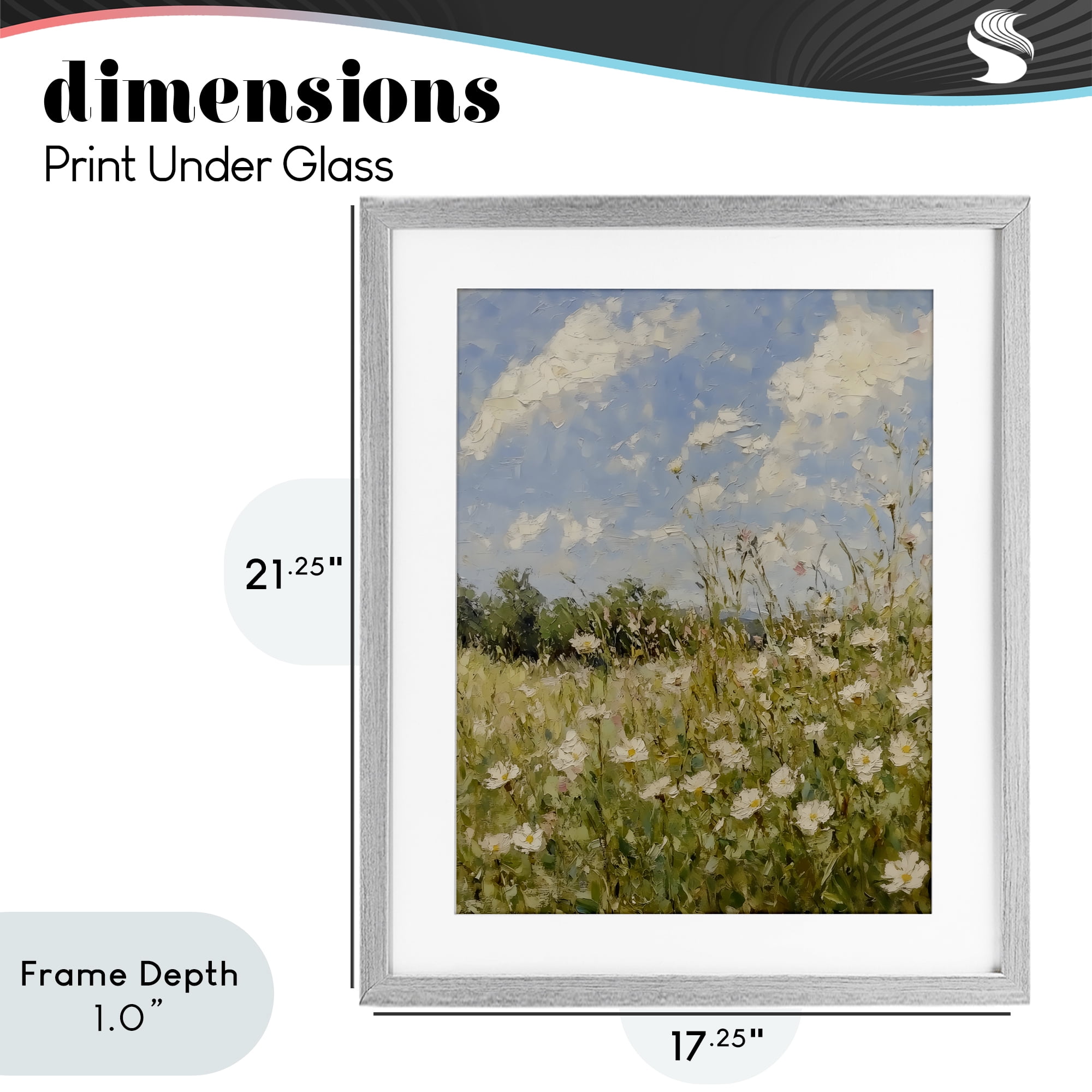 Stupell Industries Wildflower Field Beneath Blue Sky Gray Framed Print Under Glass, design by LSR Design Studio