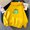 Yellow, variant on Fartey Cute Frog Print Hoodies for Women Fall Oversized Long Sleeve Patchwork Sweatshirts with Pockets Fashion Drawstring Hooded Pullovers Tops,Purple,M