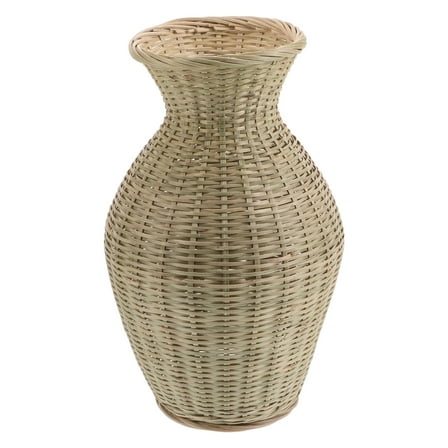 HONITANO 1Pcs Woven Bamboo Vase for Home Decor Bamboo Weaving Basket Olive .8x4.3x4.3in