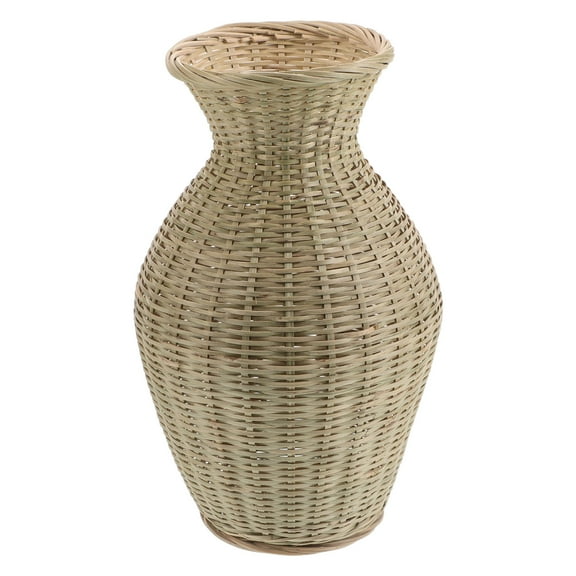 HONITANO 1Pcs Woven Bamboo Vase for Home Decor Bamboo Weaving Basket Olive .8x4.3x4.3in