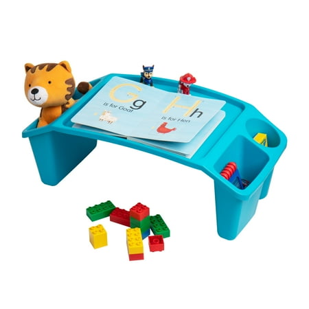 Mind Reader - Kids Lap Desk, Activity Tray, Drawing, Stackable, Portable, Plastic, 22.25"L x 10.75"W x 8.5"H, Set of 2 - Blue