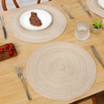 thumbnail image 3 of Round Braided Placemats Set of 6 Washable Round Placemats for Kitchen Dining Table 15 inch Round Indoor Woven Fabric Table Mats (Beige, 6), 3 of 9
