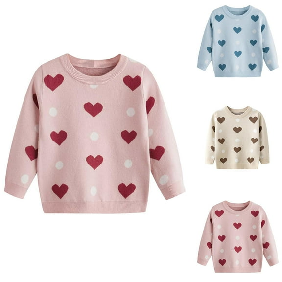 QQAMB Girls Toddlers' Sweaters Crewneck Cute Printed Knitted Pullover Fall Winter Warm Long Sleeve Sweaters,3 Years