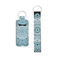 thumbnail image 1 of WIRESTER Lipstick Chapstick Holder Keychain Neoprene Lip Balm Holder Cover With Wristlet Keychain Lanyard for Women - Teal & White Mandala, 1 of 6